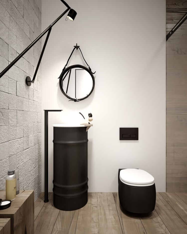 mobilier-industriel-salle-bains-vasque-pied-noir-mat-blanc-sol-bois-carrelage-aspect-pierre