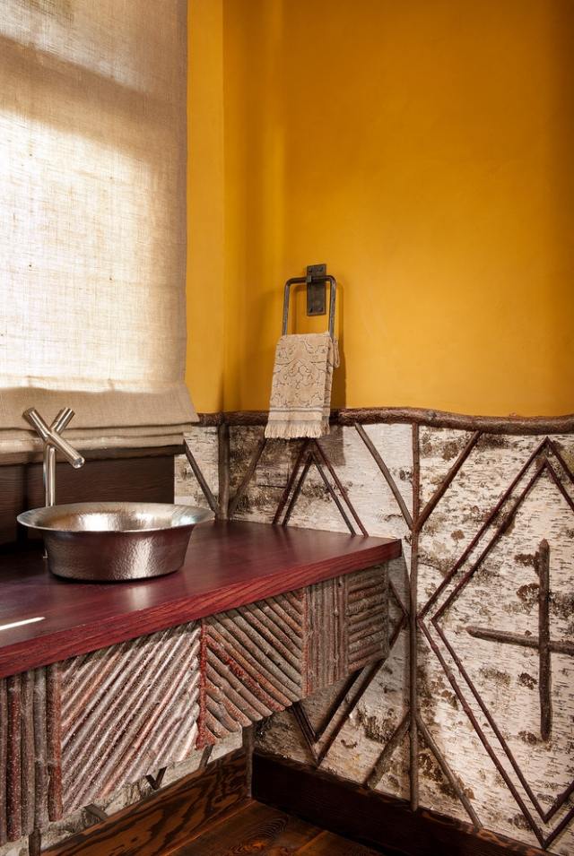 peinture-murale-couleur-orange-salle-bains-vasque-robinet