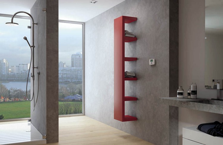 radiateur-électrique design étagères rouges QUADRAQUA Domenico De Palo