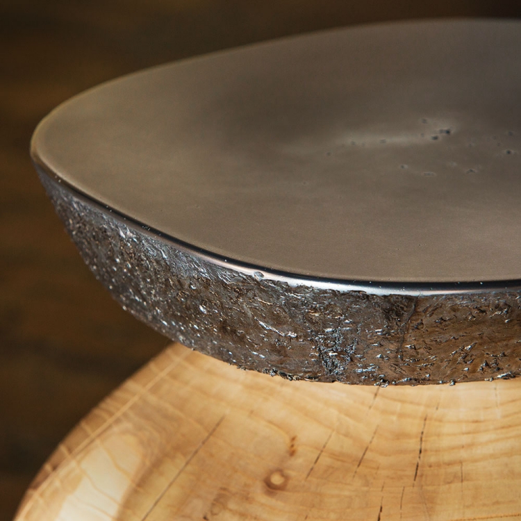 table-ronde design fait main bois massif aluminium