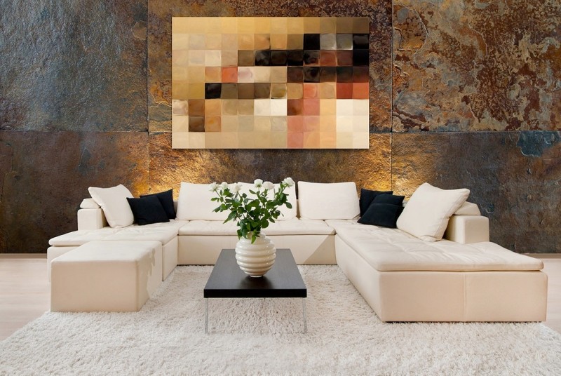 tableau-art-contemporain-style-pixels-mur-aspect-acier-corten tableau art contemporain