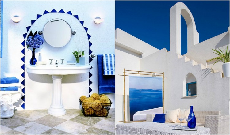 technique-peinture-méditerranéenne-salle-bains-peinture-bleu-cobalt-blanc-carreaux-riangles-bleus