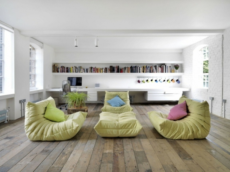 tendances-design-interieur-mobilier-fauteuils-rembourrés-vert-citron-coin-bureau