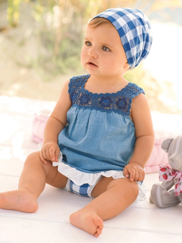 vêtements-bébé-fille-robe-jean-dentelle-crochet-bandana