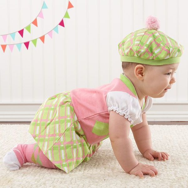 vêtements-bébé-fille-rose-vert-blanc-motif-écossais
