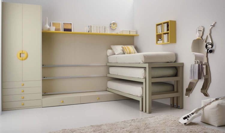 Armoire lit escamotable et lits superposés chambre d'enfant