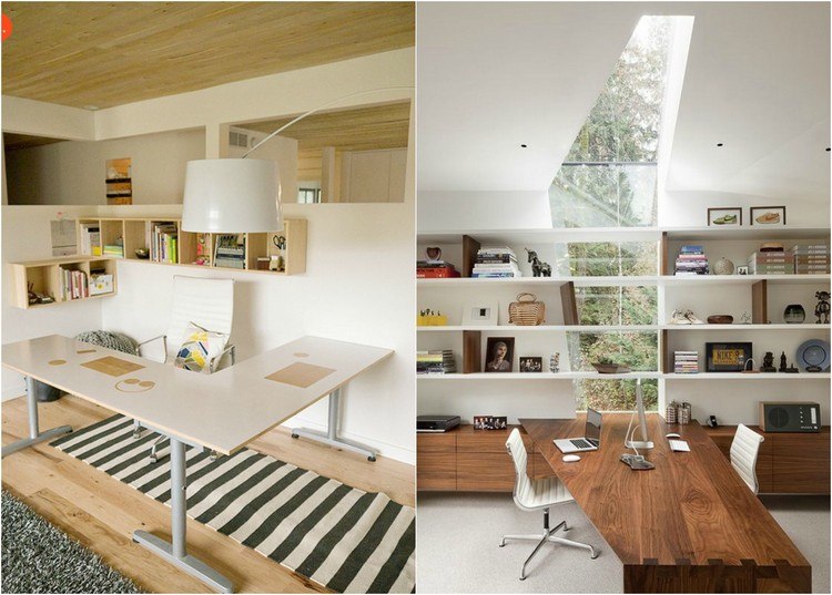 aménagement-bureau maison fond blanc sol meuble bois