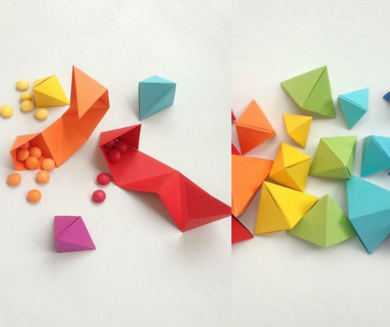 boîtes origami faciles faire pliage papier couleur