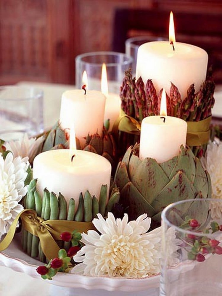 brico-maison original bougies décorées artichauts asperges haricots