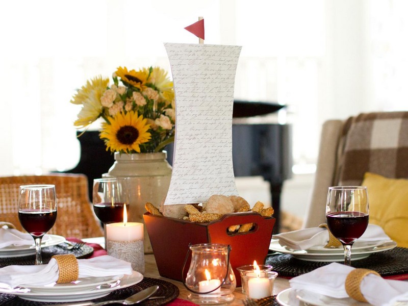 bricolage-automne-déco-table-fleurs-tournesols-bougies