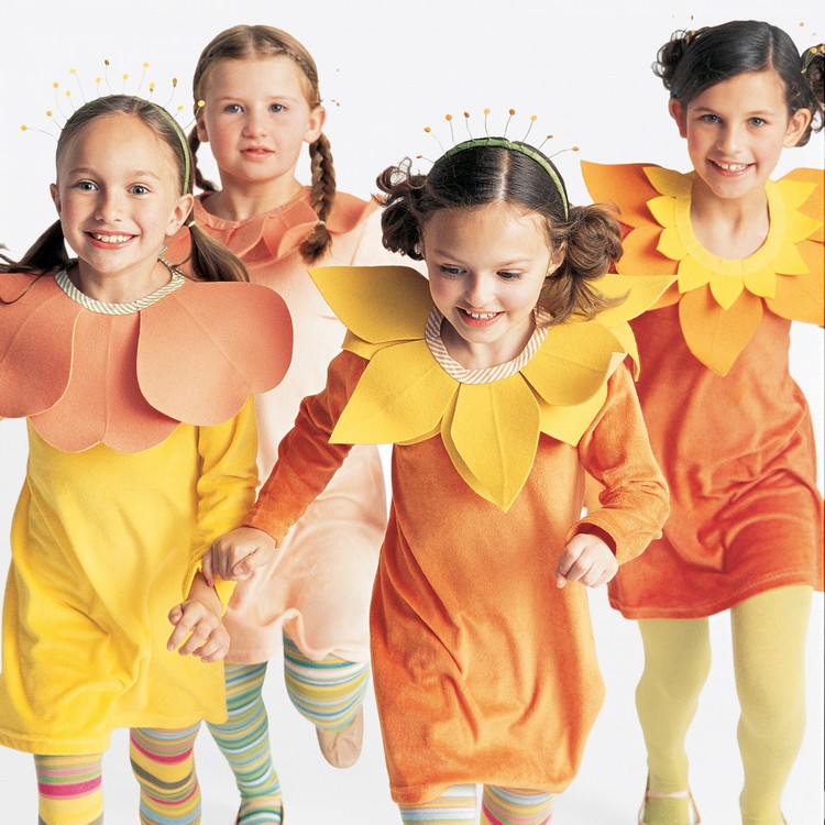 bricolage-enfants-déguisement-petites-filles-fleurs-automnales bricolage pour enfants