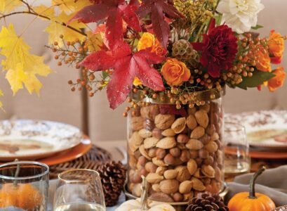 bricolage-facile-feuilles-automne-deco-citrouilles-fleurs-cones