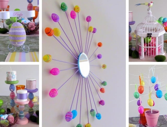 bricolage-paques-miroir-soleil-cadre-oeufs-déoratifs-multicolores