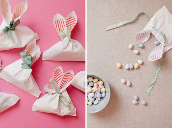 bricolage-paques-sachets-bonbons-oreilles-lapin-papier bricolage pour Pâques