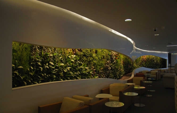 cafétéria moderne niches éclairage indirect mur végétal-intérieur