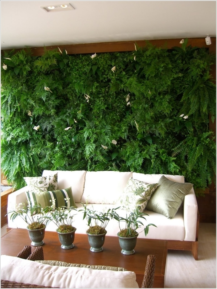 canapé salon droit blanc mur végétal-intérieur