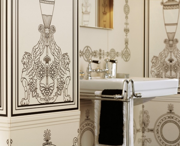 carrelage-moderne-blanc-motifs-dessins-noirs-salle-bains-vintage
