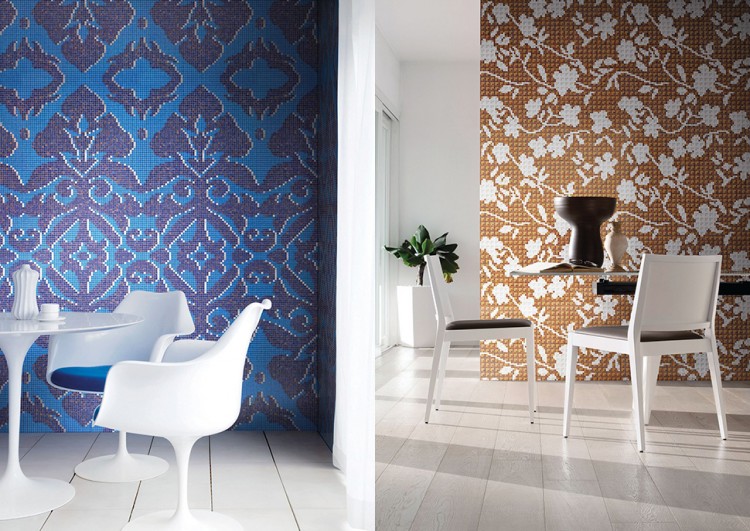 carrelage-moderne-mosaique-bleue-motarde-motifs-floraux-bisazza carrelage moderne