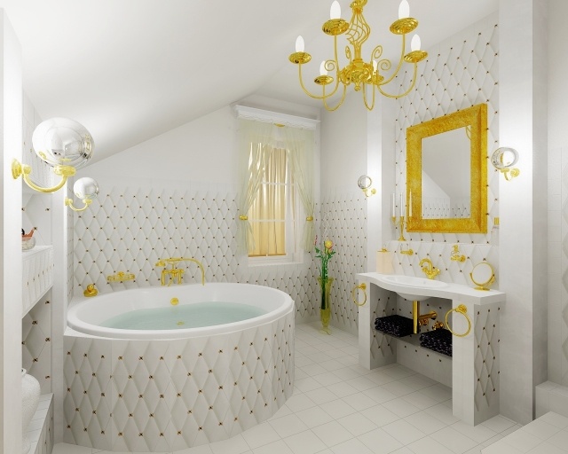 carrelage-salle-bains-aspect-capitonné-blanc-accents-couleur-or