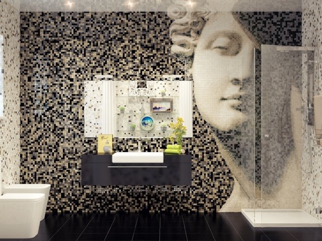 carrelage-salle-bains-mosaique-murale-beige-noir-personnalisée