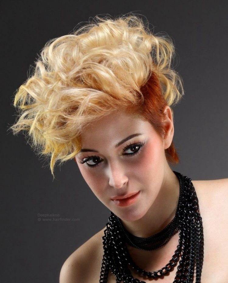 coiffure-annees-80-volume-debout-côtés-rasées-couleur-orange coiffure des années 80