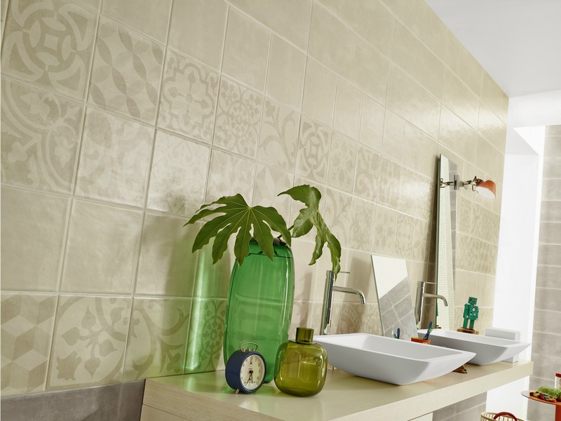 crédence salle de bains carreaux ciment couleurs douces Love Ceramic