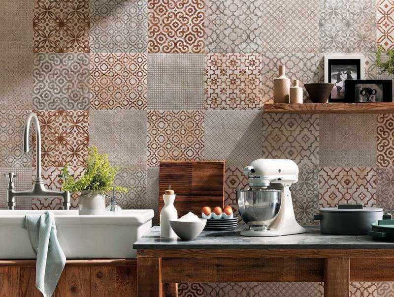 Crédence cuisine carreaux de ciment patchwork et artistique De cuisine Ciment décor Carreaux