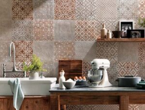 cuisine campagne chic crédence carreaux ciment Fap Ceramiche
