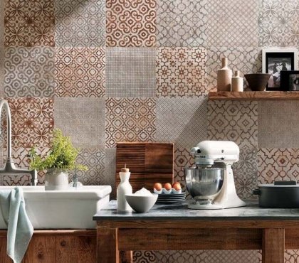 cuisine campagne chic crédence carreaux ciment Fap Ceramiche