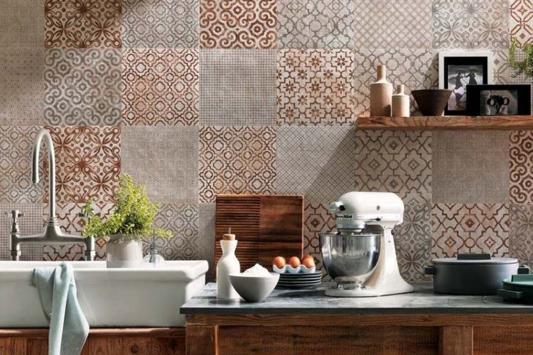 cuisine campagne chic crédence carreaux ciment Fap Ceramiche