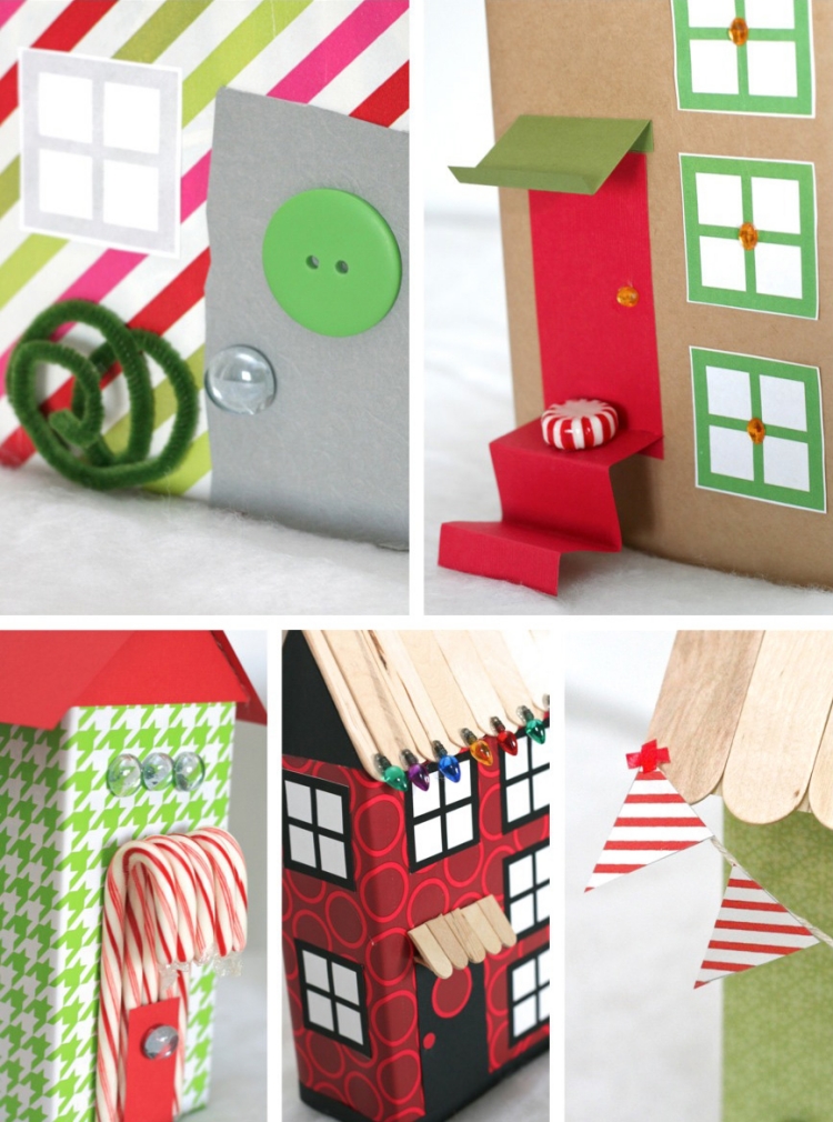 deco-Noel-fabriquer-boîtes-carton-maisons-décoratives déco Noël à fabriquer