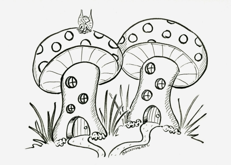 deco-fenetre-automne-champignon-dessins
