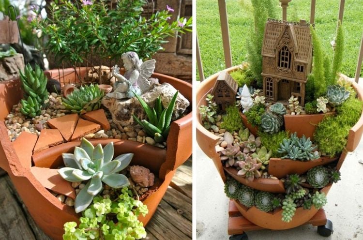 deco-jardin-pots-en-terre-cuite-roulettes-maisonnette-plantes-succulentes