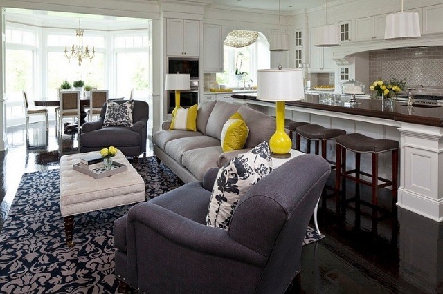 Déco salon gris et jaune: 25 inspirations fascinantes Inspiration En Verre de table cuisine