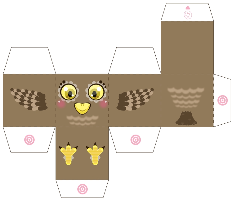 dessin hibou à imprimer coller fabriquer boîte cadeaux