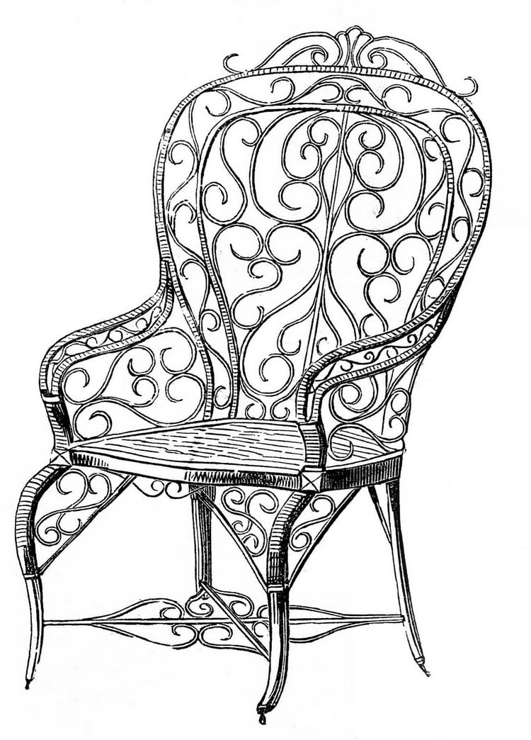 dessins à imprimer style shabby chaise bistro vintage