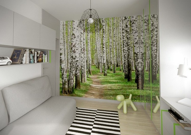 déco-murale chambre enfant papier peint forêt bouleaux