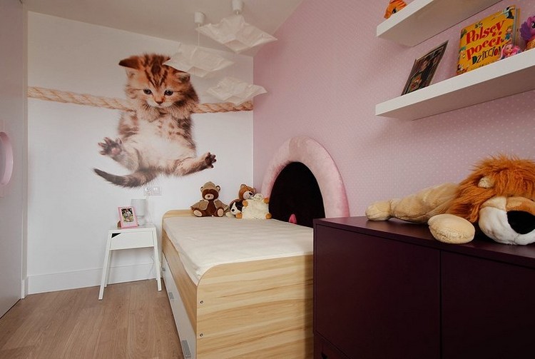 déco-murale chambre enfant papier peint mural chaton