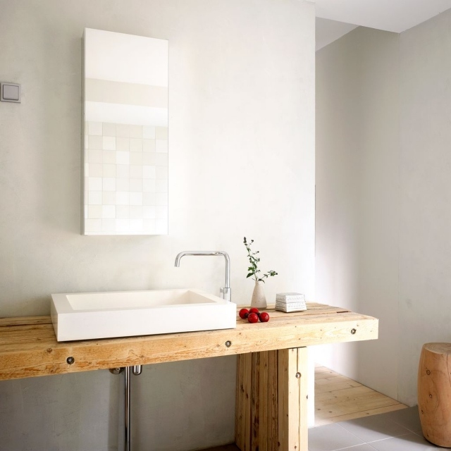 déco-scandinave salle de bains bois brut fond blanc