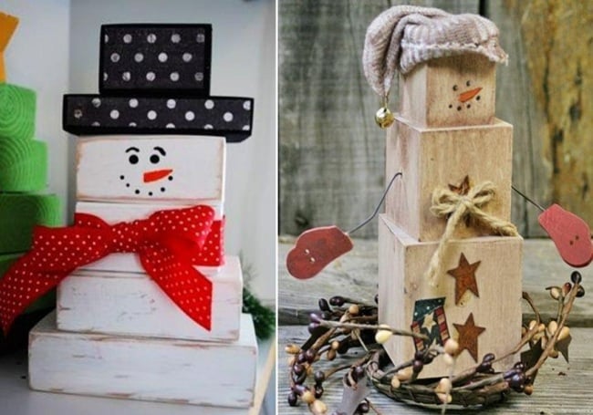 décoration-Noël-bois-fabriquer-idées-bonhomme-neige