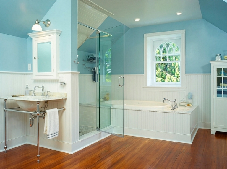 décoration-intérieur-blanche-bleu-turquoise-salle-bains-vintage