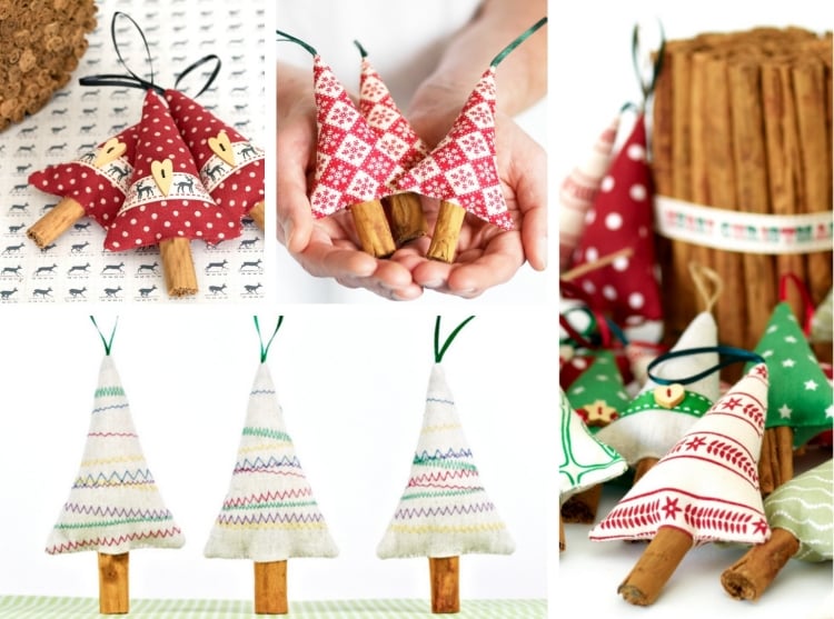 décoration-scandinave Noël ornements sapins tissu bois