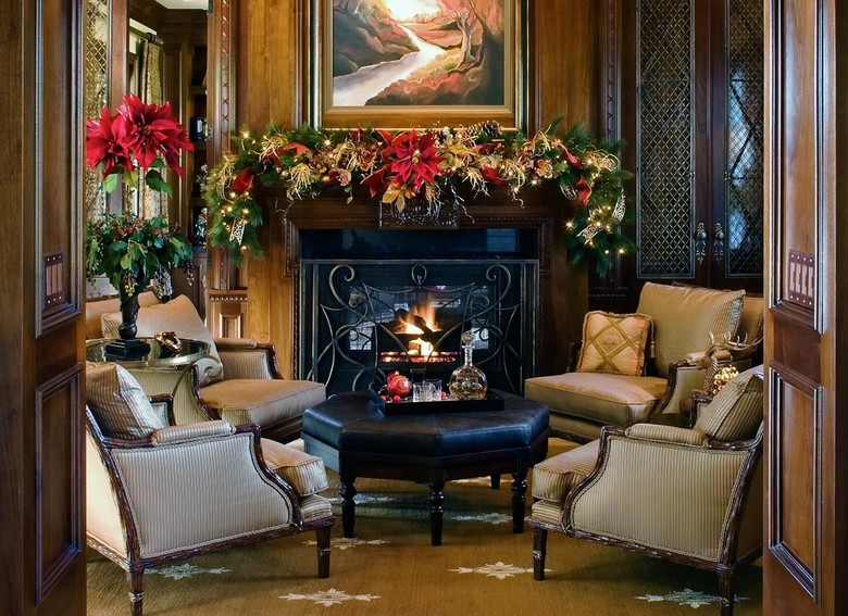 décorations de Noël à l'américaine manteau cheminée étoile-Noël