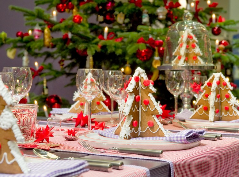 décorations Noël table style américain sapins biscuit Noël