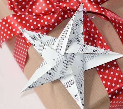 emballage-cadeaux-original-étoile-origami-Noël-partition