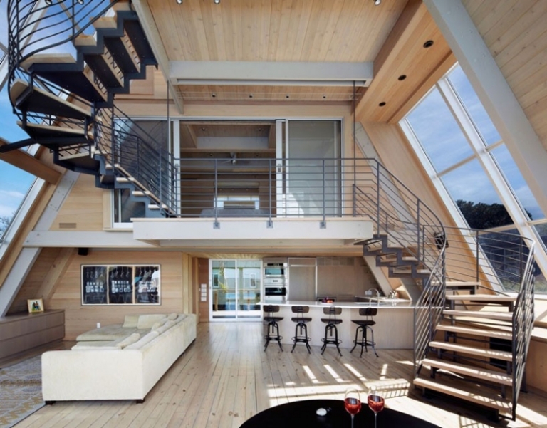 escalier design moderne chalet mezzanine luxe