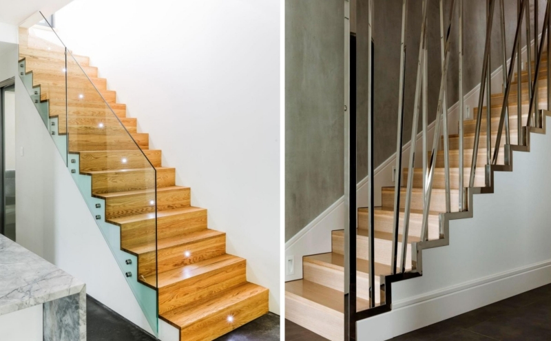 escalier-moderne bois clair limon crémaillère