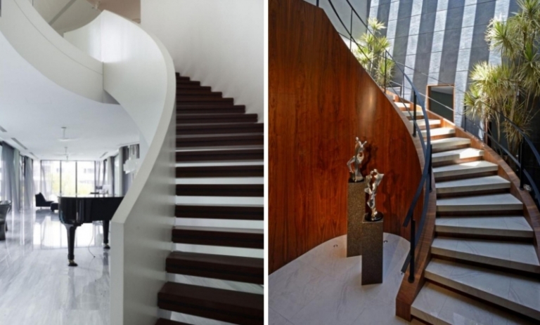 escalier-moderne noir blanc bois pierre