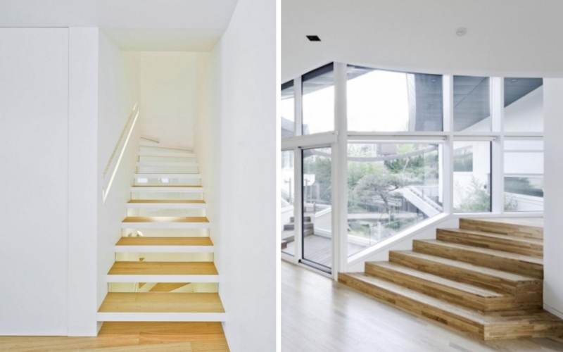 escalier moderne quart tournant haut escalier droit bois