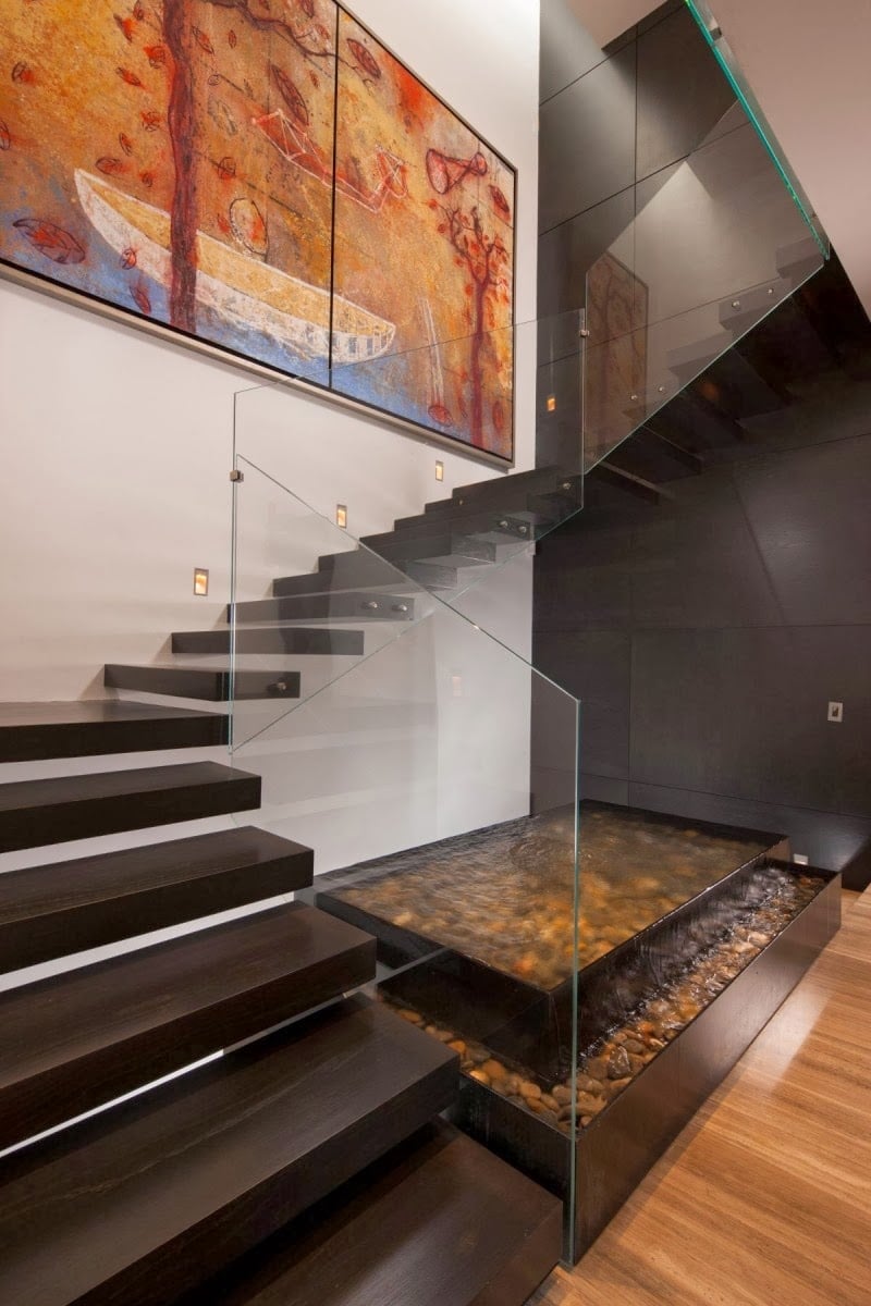 escalier tournant sans contremarches rampe verre